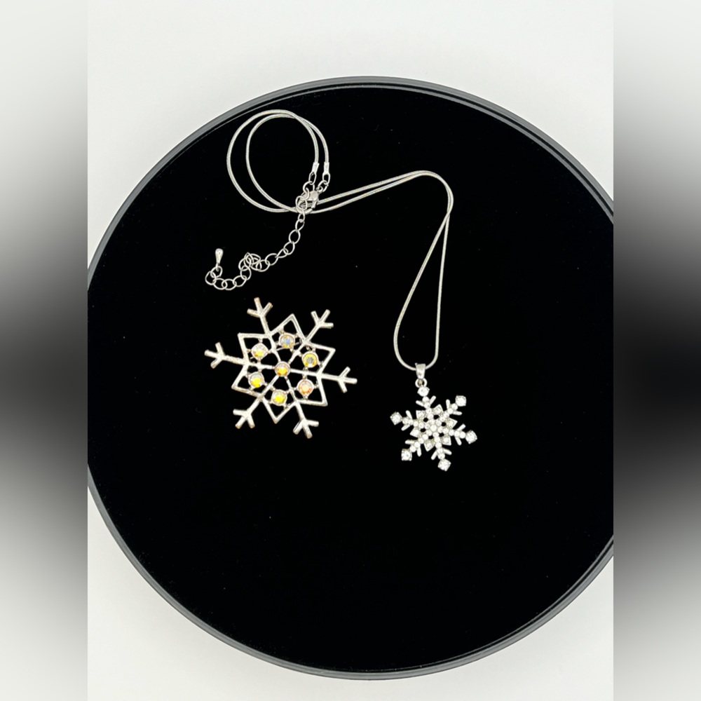 Snowflake Rhinestone Necklace and Brooch - Picture 7 of 8